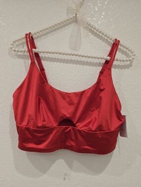 Auden Satin Keyhole Bralette in red Size L NWT